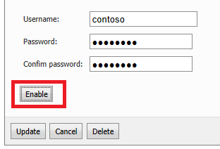 Control Panel create publishing credentials