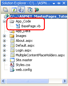 Add an App_Code Folder and a Class Named BasePage