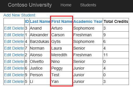 sort students