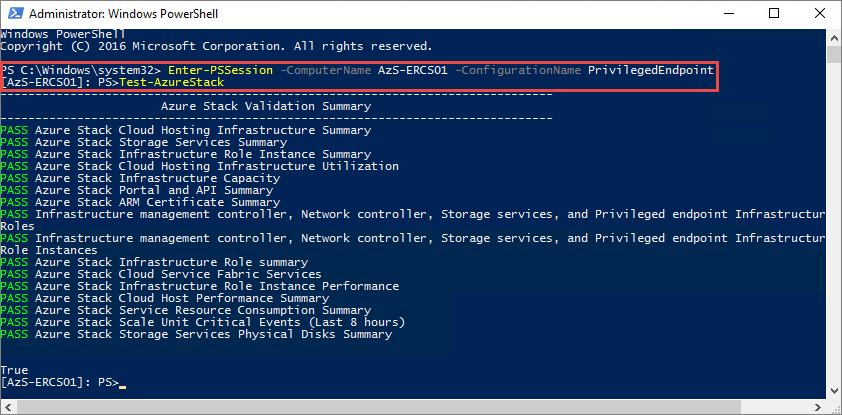 Test Azure Stack - Installation successful (Azure Stack のテスト - インストールに成功しました)