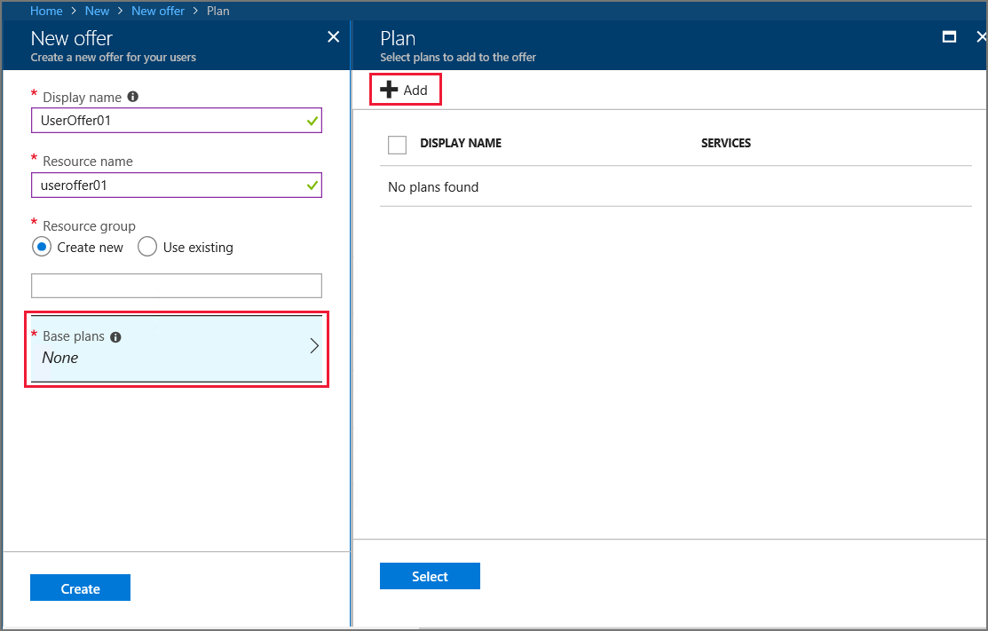 Azure Stack Hub 管理ポータルでのプランの追加