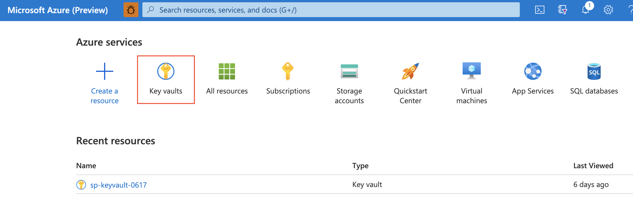 Azure portal でキー コンテナーを作成する