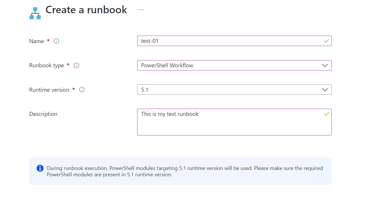 portal での PowerShell ワークフロー Runbook のオプション