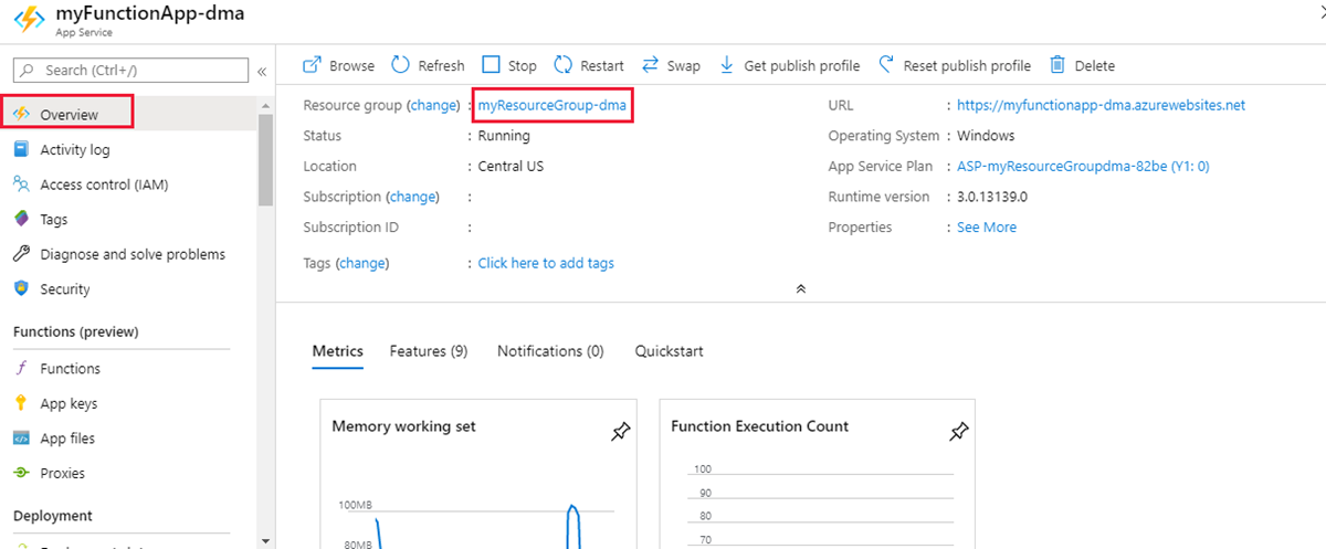 Azure portal リソースグループを選択します。