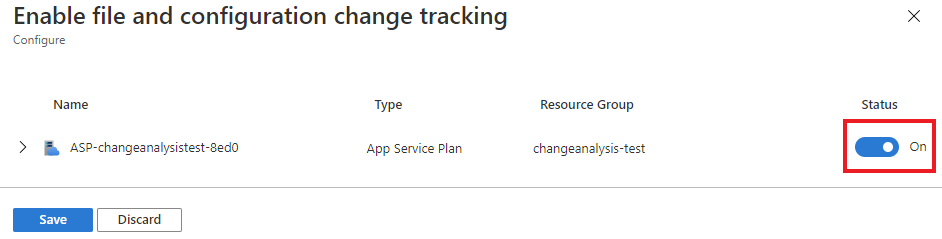 Screenshot of the Enable Change Analysis user interface.