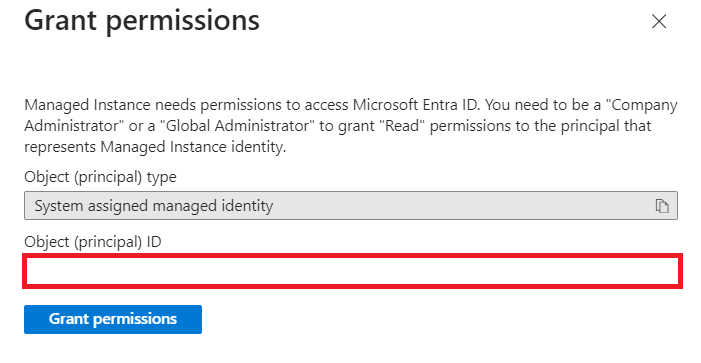 Screenshot of grant permissions.