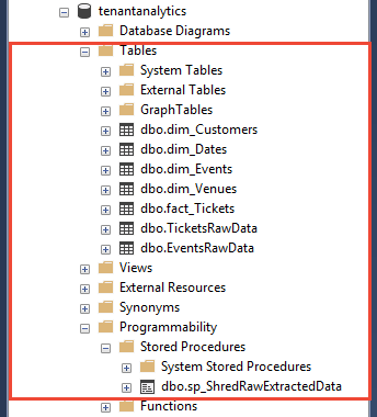 SSMS オブジェクト エクスプローラーに表示されているデータベース項目のスクリーンショット。