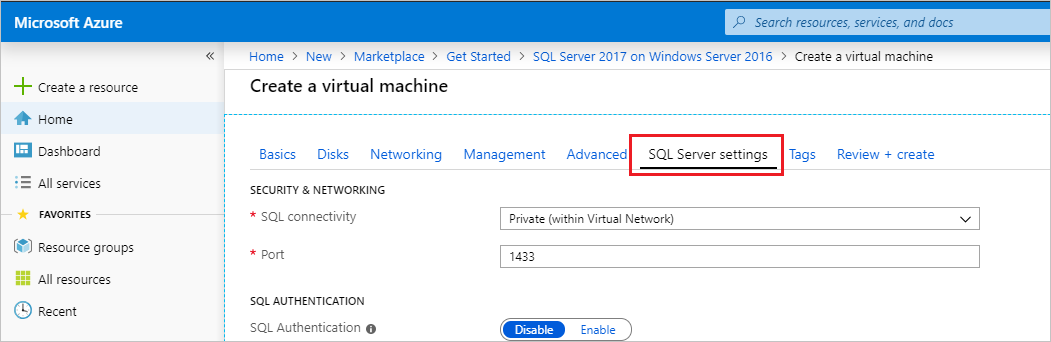SQL Server 接続を示す図。