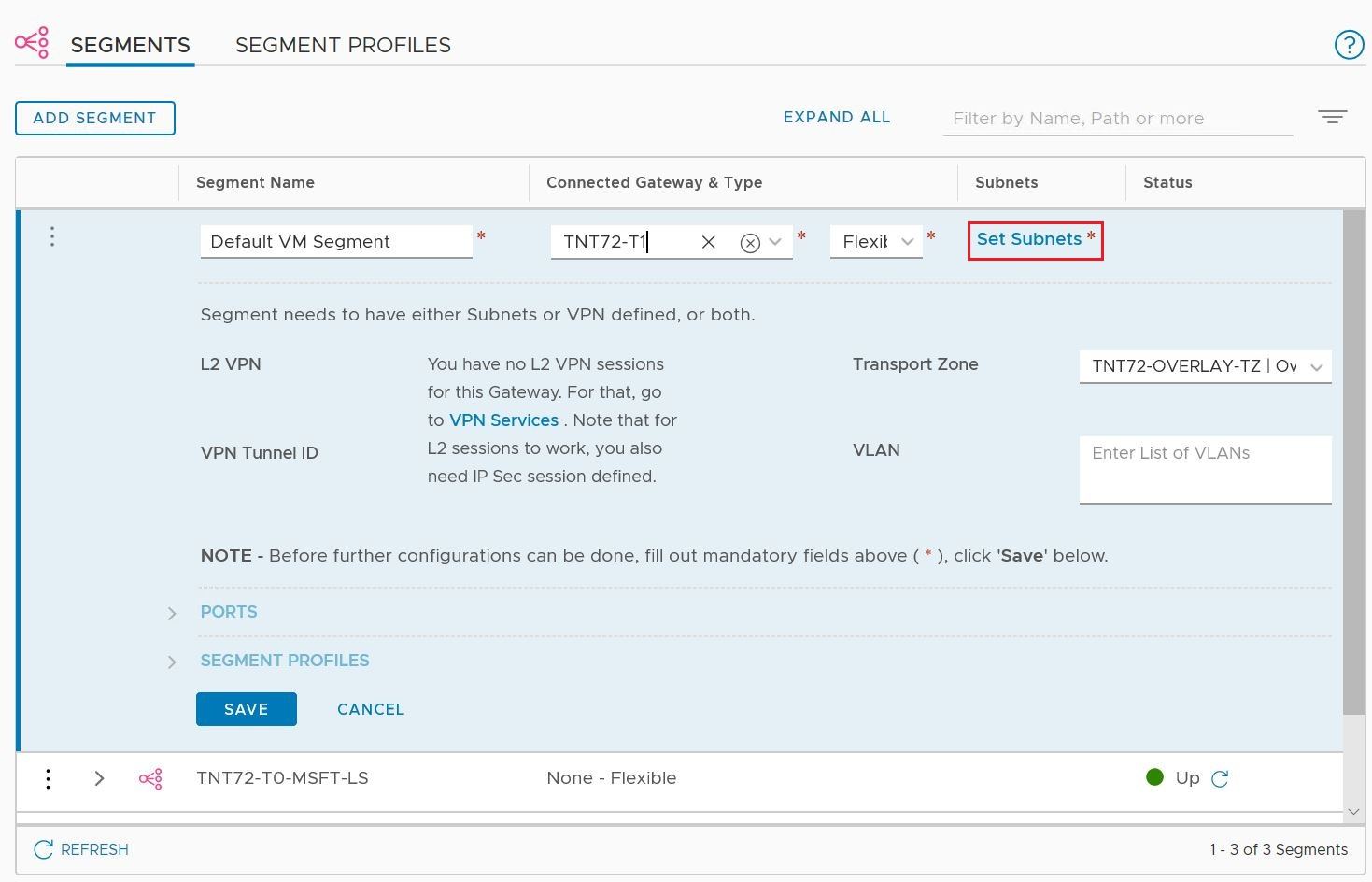 DHCP サーバーを使用するための DHCP IP アドレスを指定するようにサブネットを設定する方法を示すスクリーンショット。