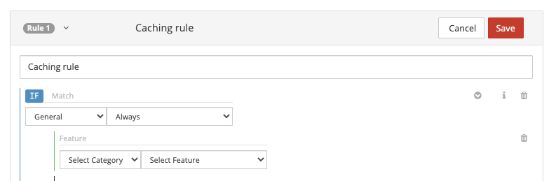 ルールの CDN ルール機能のスクリーンショット。