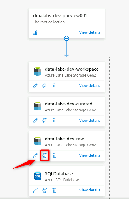 新しい Data Lake Storage Gen2 スキャンを設定する方法を示すスクリーンショット。