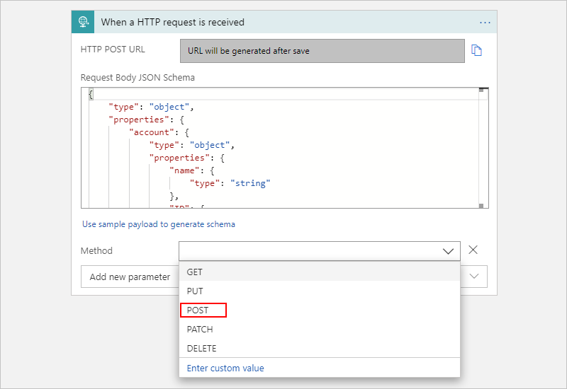 Screenshot showing Consumption workflow, Request trigger, and the 