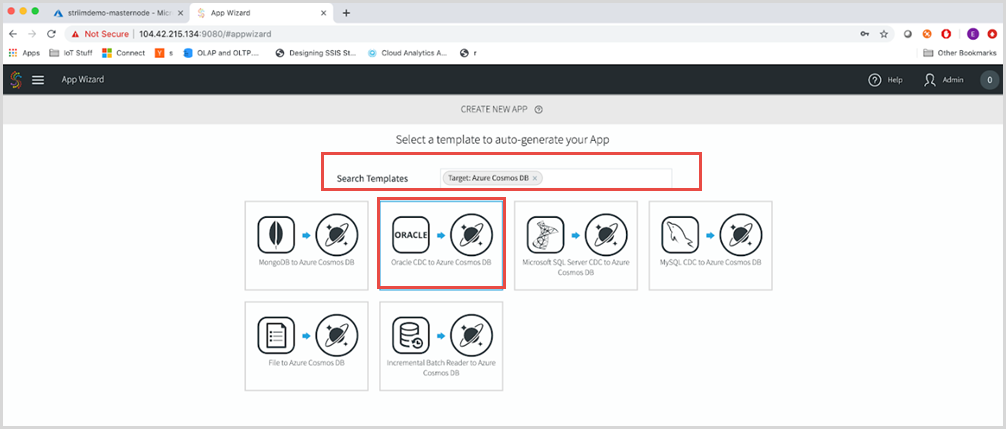 [Oracle CDC to Azure Cosmos DB] (Oracle CDC から Azure Cosmos DB へ) を選ぶ