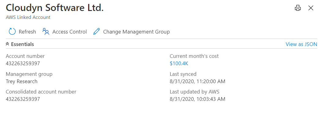 [AWS 連結アカウント] ページを示すスクリーンショット。