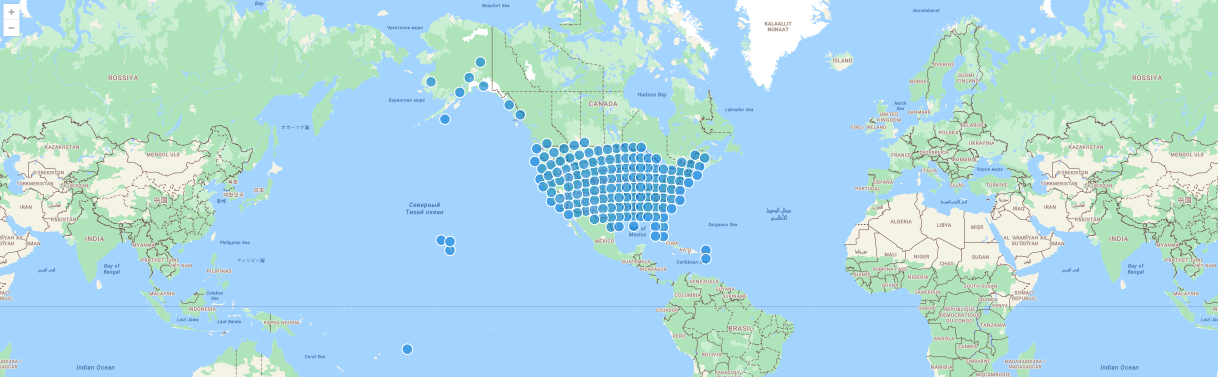 サンプル storm GeoJSON イベントのスクリーンショット。