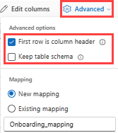 高度な CSV オプションのスクリーンショット。