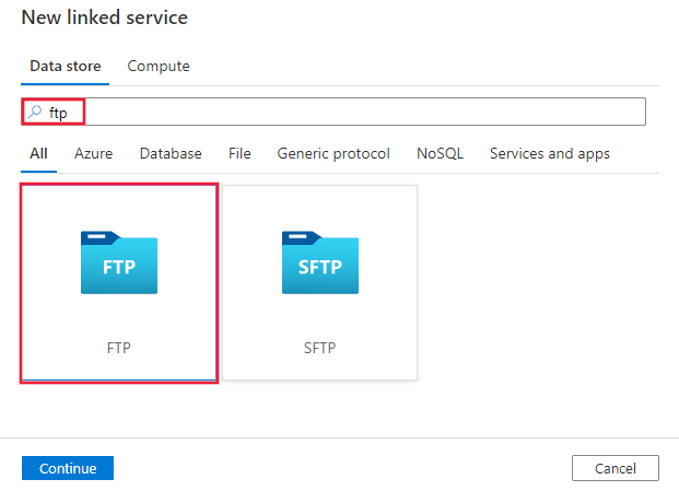 FTP コネクタのスクリーンショット。