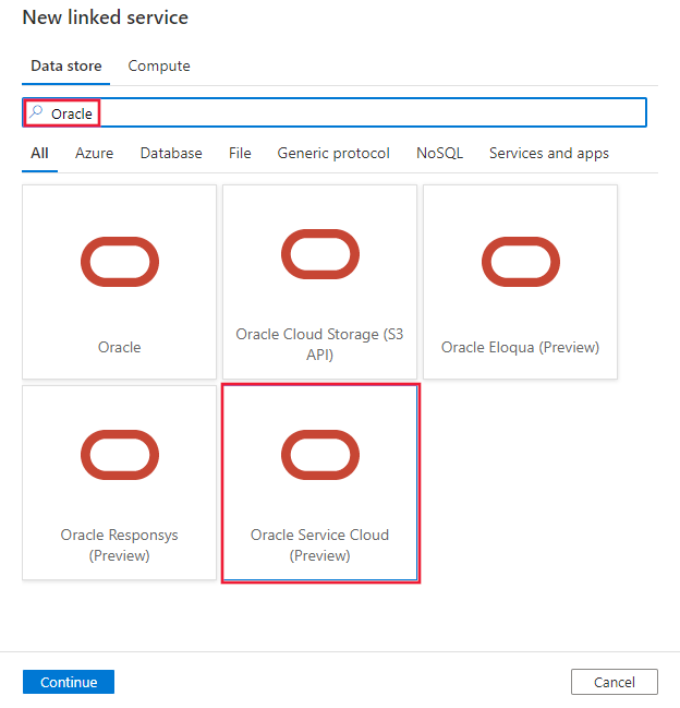 Oracle Service Cloud コネクタを選択します。