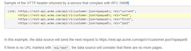 RFC 5988 に準拠した http ヘッダーの例を示すスクリーンショット。