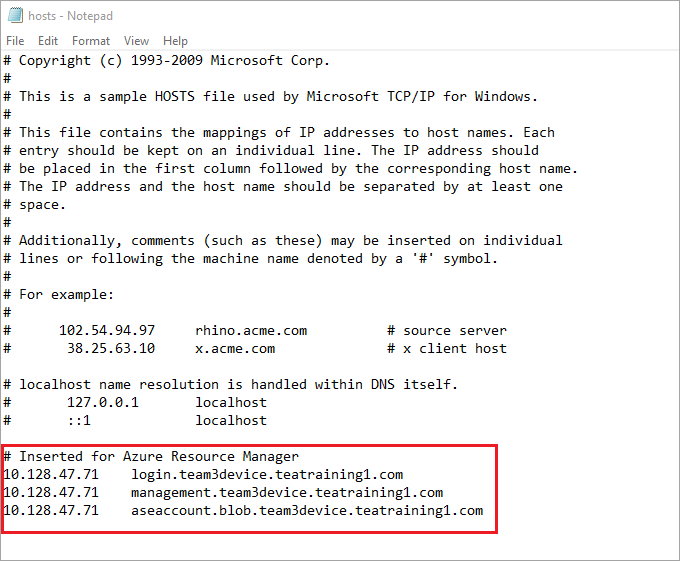 hosts file in Notepad