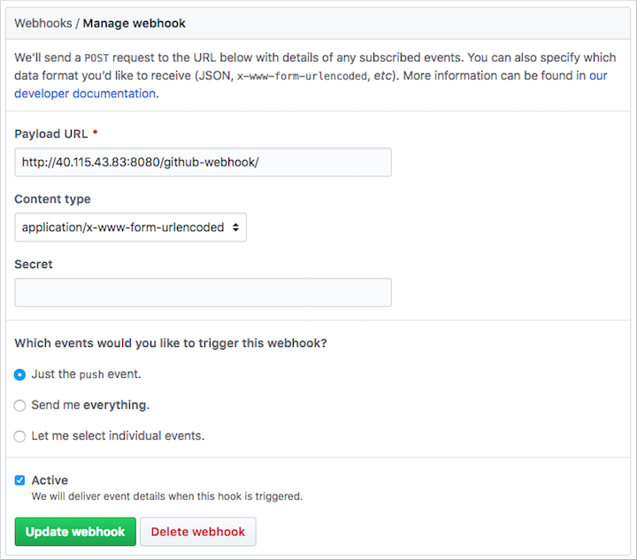 Jenkins 用の GitHub Webhook を作成する