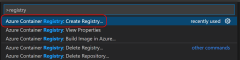 Visual Studio Code のスクリーンショット。レジストリ作成タスクを検索する方法が示されています。