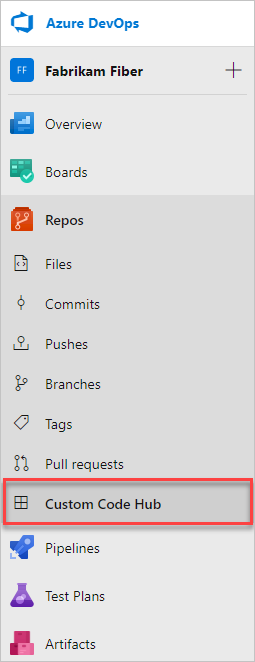 Azure Repos に追加されたカスタム ハブ。