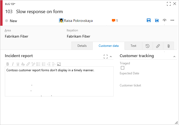 バグ作業項目フォーム、ユーザー設定ページ