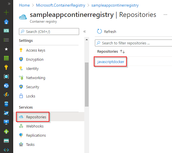 Azure Container Registry に発行した Docker イメージ