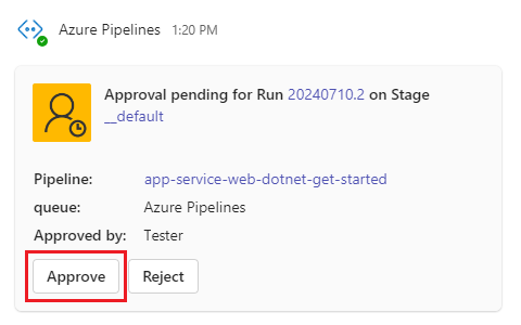 Teams で、承認の準備ができたことを示します。