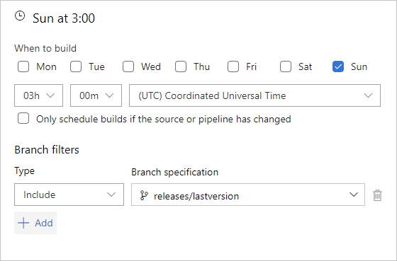 スケジュールされたトリガー頻度 2、Azure Pipelines と Azure DevOps 2019 Server。