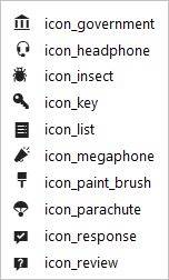 icon_insect、icon_key、icon_list、icon_megaphone、icon_paint_brush、icon_parachute、icon_response、icon_review、icon_ribbon、icon_sticky_note