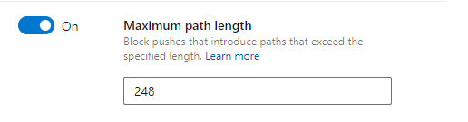 パスの最大長ポリシーの設定を示すスクリーンショット。