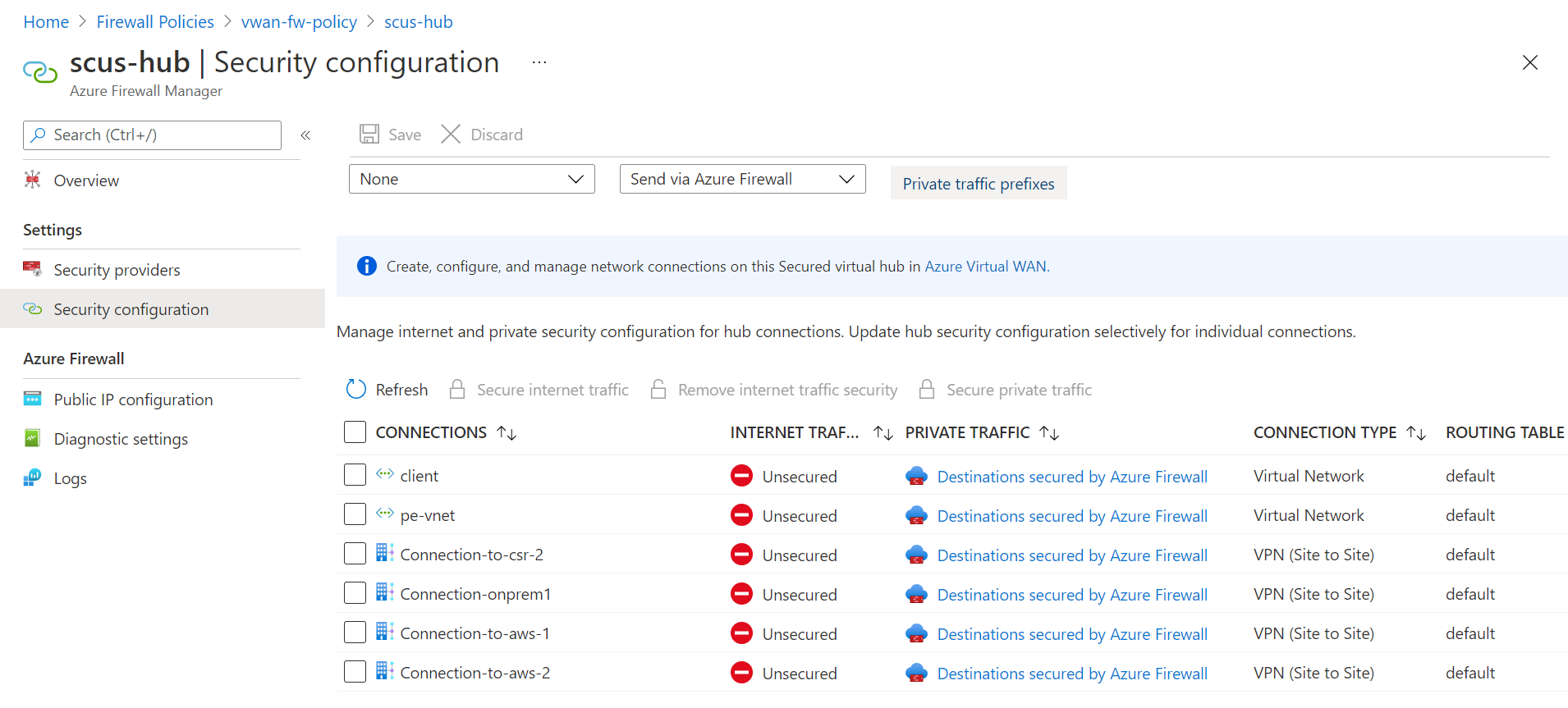 Azure Firewall によってセキュリティ保護されたプライベート トラフィック