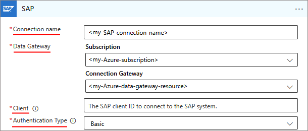 従量課金での SAP 接続の設定を示すスクリーンショット。