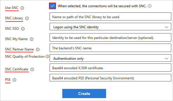 ISE で SNC を有効にした SAP 接続の設定を示すスクリーンショット。