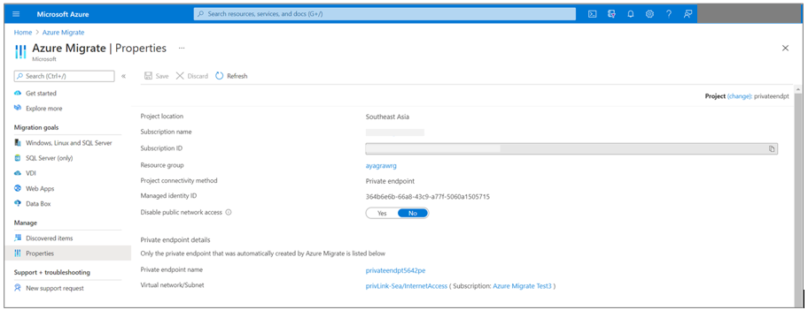 Azure Migrate のプロパティ