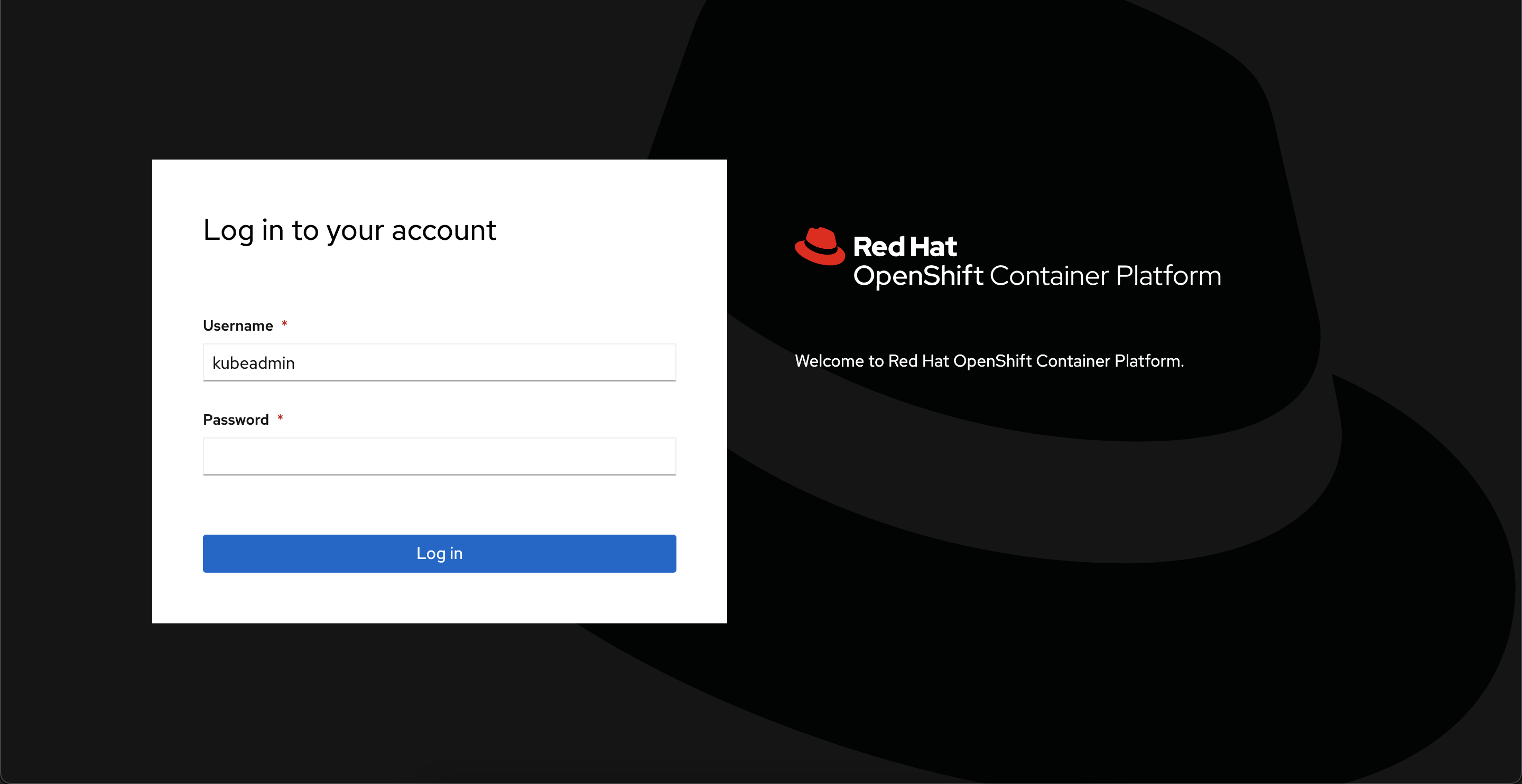 Azure Red Hat OpenShift ログイン画面