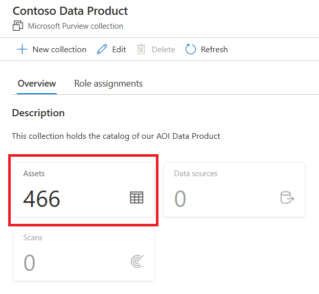 Purview のデータ製品資産のスクリーンショット