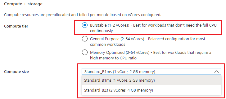 バースト可能なコンピューティングを示すスクリーンショット。