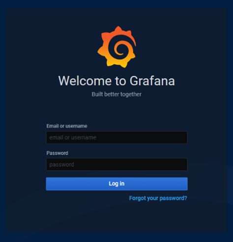 ユーザー名とパスワードのフィールドがある Grafana のサインイン ページのスクリーンショット。