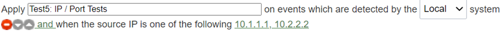 ソース IP アドレスを指定するルールを示す図。