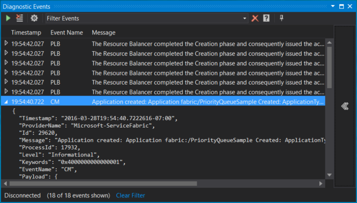 Visual Studio の診断イベント ビューアー