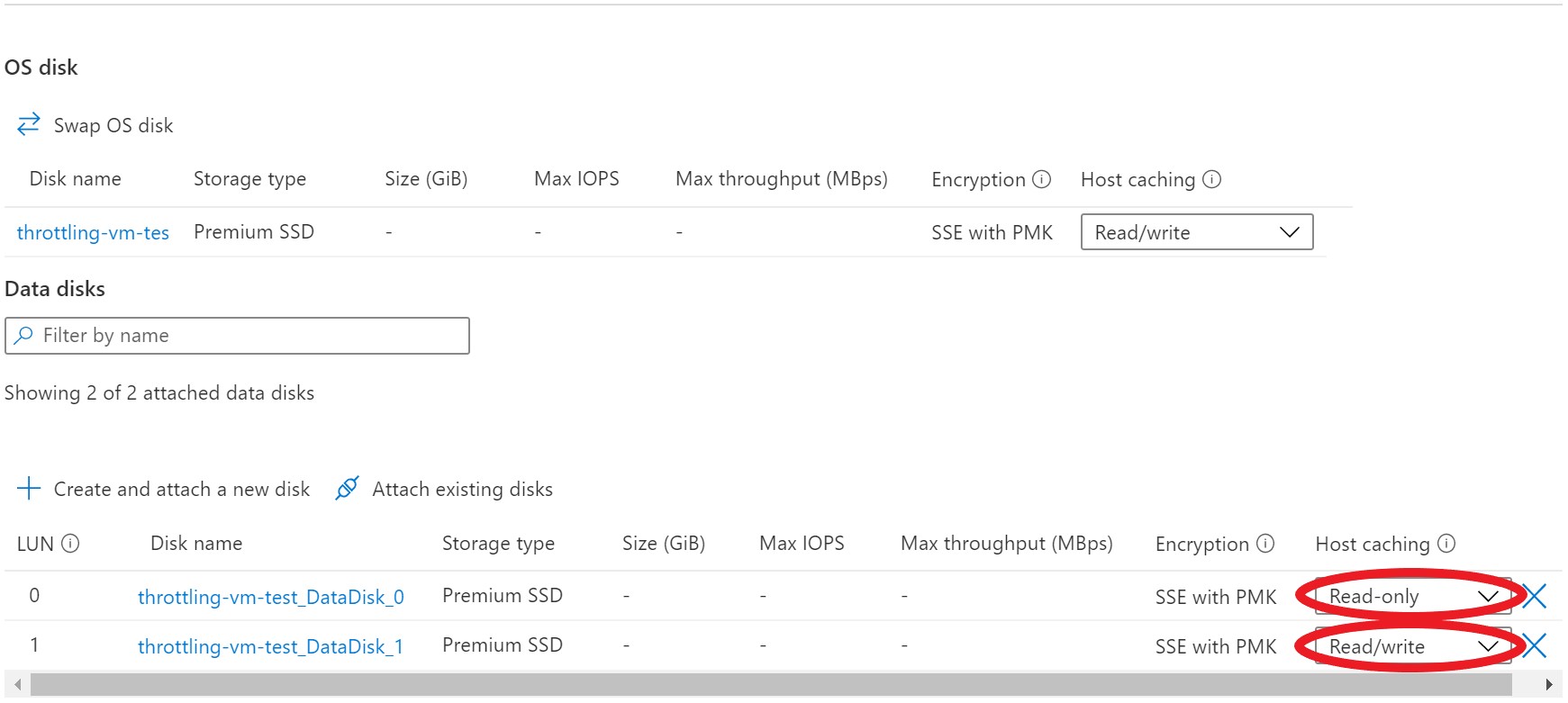 Screenshot showing host caching.