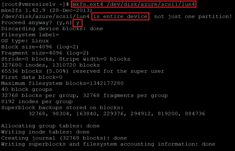 Screenshot showing additional code that creates a file system and matches the disk to the linked devices. The results are highlighted.