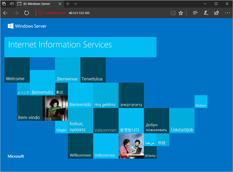 Screenshot of browser, showing secure IIS site.