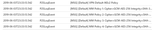 Example of Point to Site connection seen in P2SDiagnosticLog.