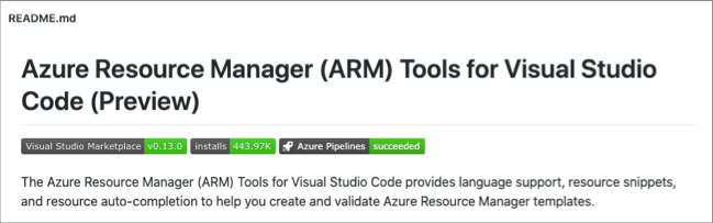 GitHub の readme ファイルの Azure Pipelines バッジのスクリーンショット。