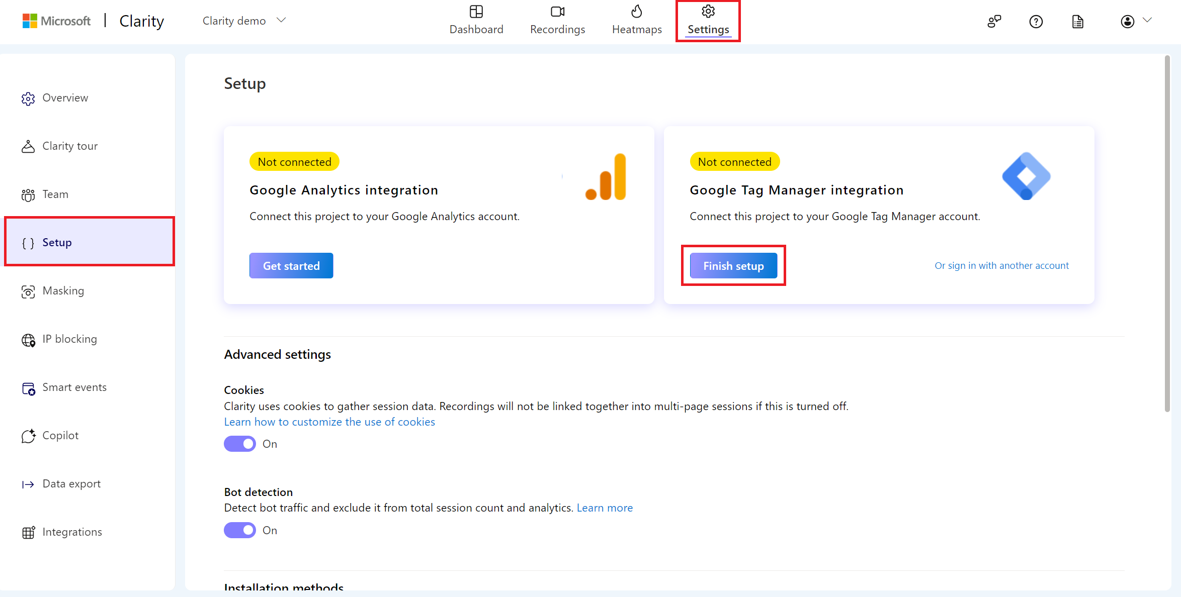 Starting the GTM integration.