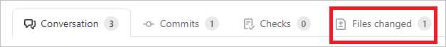 Screenshot of tabs on the GitHub pull request page. The tab titled Files Changed is highlighted.